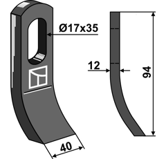 Fléau 94 x 40 mm pour broyeur FERRI 0901139 adaptable - Blacksteel©