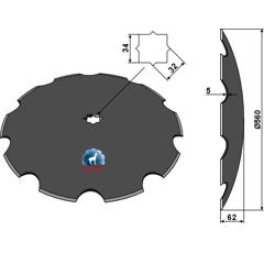 Disque crénelé pour MASSEY FERGUSON 842272M1 adaptable BlackSteel©