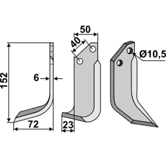 Fräsmesser Links 152 x 50 B.C.S., Grillo, Pasquali Nachbau