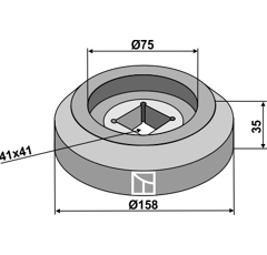 Flasque extérieure Ø 158 mm pour déchaumeur BUGNOT - GREGOIRE & BESSON - KUHN adaptable