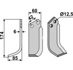 Fräsmesser Links 174 x 60 Pasquali Nachbau