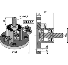 Cojinete de disco de 10 mm apoyo cóncavo para cultivador adaptable