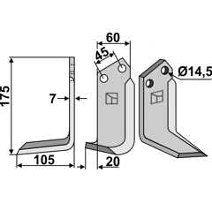 Lame gauche pour Fraise/Rotavator MALETTI 1300080 adaptable - Blacksteel©