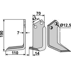 Fräsmesser Links 190 x 70 Tortella 12L Nachbau
