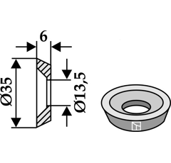 Arandela 35x6x13,5 à alésage fraise para trituradora  adaptable - Blacksteel©