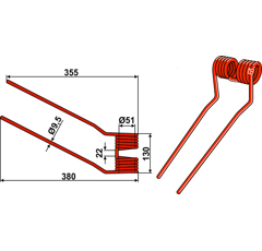Dent droite de fenaison pour faneuse NIEMEYER 600062 adaptable - BlackSteel©