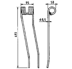 Federzinken IH/MAC CORMICK/PÖTTINGER rechts 436007 - Nachbau
