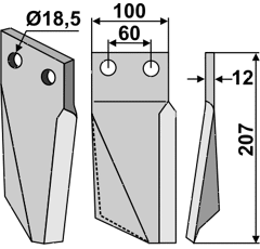 Rotorzinken,  Rechts 207 x 100 Kuhn Nachbau