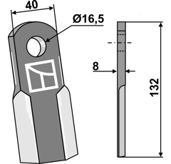 Couteau droit pour broyeur FERRI 0901149 adaptable - Blacksteel©