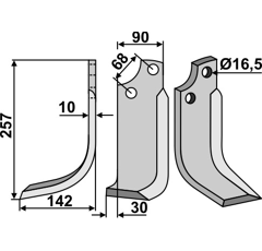 Fräsmesser - links MAS48L Maschio Nachbau