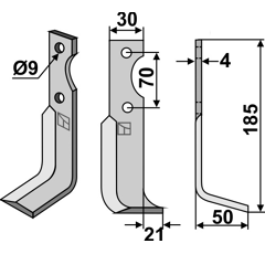 Fräsmesser 185x30mm, rechts - 25498 / 27130 | Agria - Nachbau