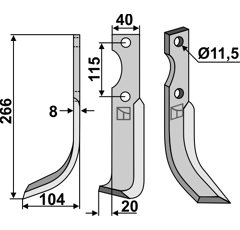 Lame gauche pour fraise KUHN 520062 adaptable