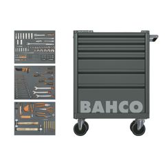 Werkstattwagen, 6 Schubladen, schwarz, inklusive Werkzeug, 214-tlg, BAHCO