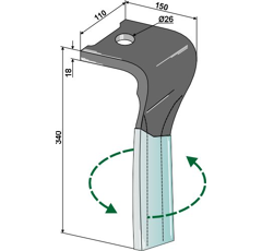 Dent gauche pour herse rotative PÖTTINGER 8732.42.035.1 adaptable - BlackSteel©
