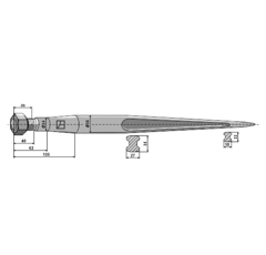 Dent de chargeur 1100mm - Ø36mm 5048004039 adaptable - Blacksteel©