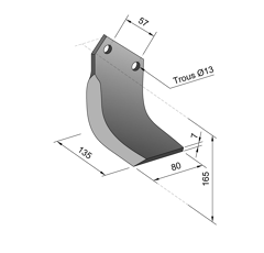 Bêche droite pour fraise rotative KUHN 51921600 origine