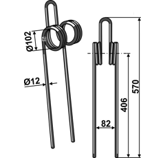 Griffe Ø12 x 570 mm pour semoir adaptable - Blacksteel©