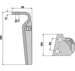 Dent gauche pour herse rotative FERABOLI 7U00032 adaptable - Blacksteel©
