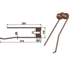 Federzinken braun für LELY 73130L Nachbau  