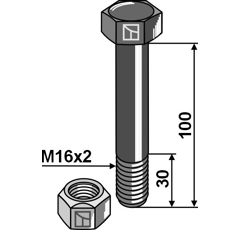 Boulon M16x2 x 100 pour broyeur VOGEL & NOOT adaptable - Blacksteel©