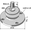 Palier pour cover-crops courts Ø 150 - 115 mm adaptable - BlackSteel©