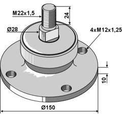 Lagerflansch / 4-Loch M12 x 1,25 / LK Ø115 – Nachbau  