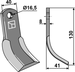 Couteau Y pour broyeur NOBILI 1781000 adaptable - Blacksteel©