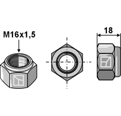 Tuerca para grada M16x1,5 BREVIGLIERI 553526 adaptable