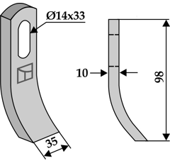 Fléau pour broyeur 98 x 35 mm VOTEX 45.03.030 adaptable  - BlackSteel©