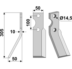 Rotorzinken,  A Links 305 x 50  Nachbau