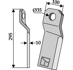 Couteau gauche pour broyeur 295x100mm SZOLNOKI adaptable - Blacksteel©