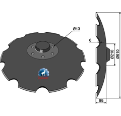 Disque crénelé ∅610x6 pour déchaumeur MASCHIO R18127471 adaptable - Blacksteel©