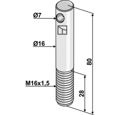 Axe M16 x 1,5 mm pour herse rotative BREVIGLIERI adaptable