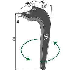 Dent gauche pour herse rotative RABE 8404.50.02 adaptable