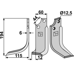 Lame gauche pour Fraise/Rotavator MASCHIO/GASPARDO 19100418 adaptable 
