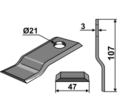 KM-Klingen, gekröpft 107x47x3LochØ: 21 mm 80260 New Holland Nachbau 