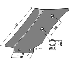 Contre-lame gauche 450 mm pour cultivateur adaptable