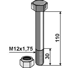 Boulon & écrou à freinage interne 110 mm adapt. BlackSteel©