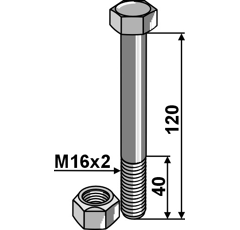 Schraube mit selbstsichernder Mutter 120 mm Nachbau  