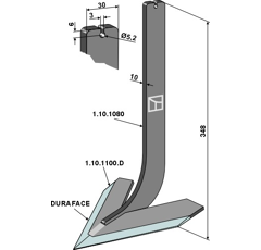 Brazo con cuchilla de binadora 160 x 10 mm para escardador STEKETEE 405616 adaptable | reforzado - BlackSteel©