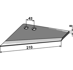 Ailette de soc gauche pour cultivateur RABE 63361603 adaptable