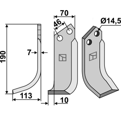 Lame gauche pour Fraise/Rotavator MURATORI 1200014 adaptable -