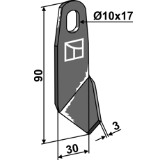 Couteau gauche pour broyeur 90x30mm adaptable - Blacksteel©