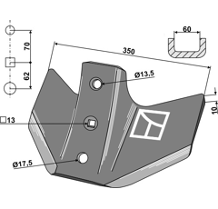 Reja con aletas para cultivador KERNER 10-93.809 adaptable - BlackSteel©