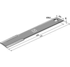 Fléau droit 710 x 100 x 10 mm pour broyeur SCHULTE H401-034 adaptable