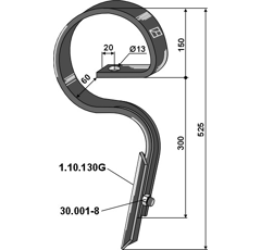 Dent pour cultivateur LEMKEN 3535516 adaptable