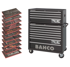 Werkstattwagen Monster mit 12 Schubladen, schwarz, inklusive Werkzeug, 758-tlg, BAHCO