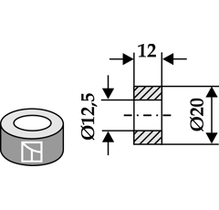 Entretoise 12x12,5 pour broyeur adaptable - Blacksteel©