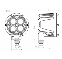 Phare de travail Rond 4 LED 10-60V 46W 4300 lumens pour JOHN DEERE adaptable