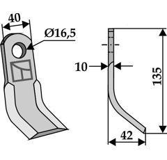 Couteau-Y pour broyeur 135x40mm TIERRE adaptable - Blacksteel©